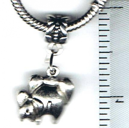 Mother & Baby Elephant Rear Ends European Charm