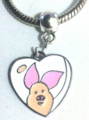 Piglet White Heart European Charm